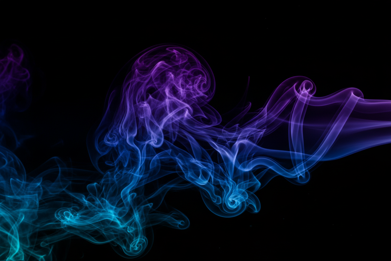 swirling purple and blue smoke on a black background